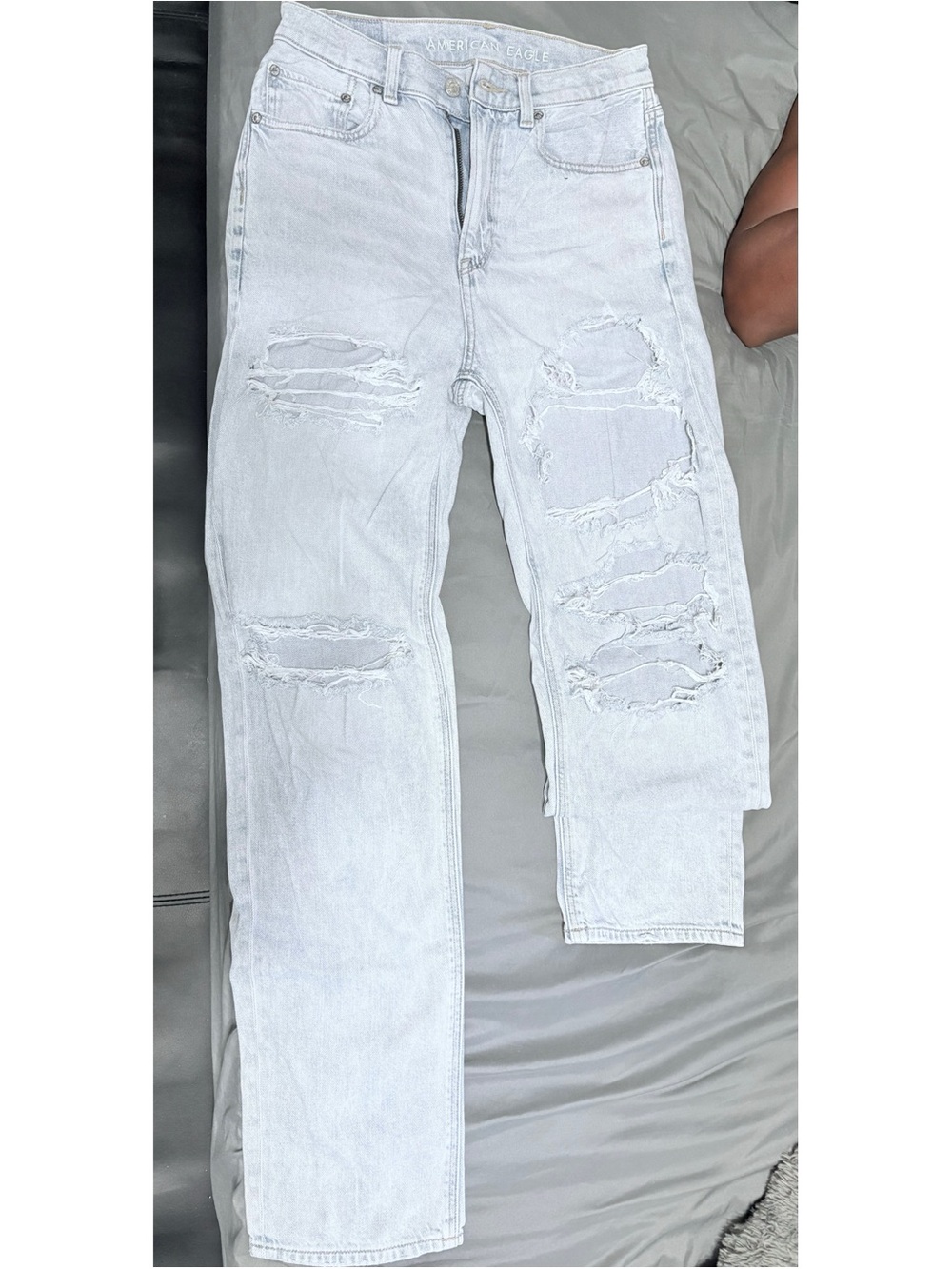 American Eagle Outfitters Light Blue Distressed Straight Jeans